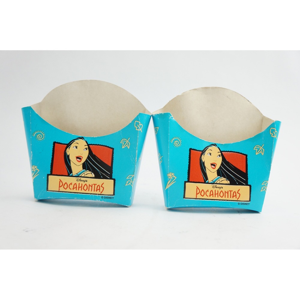 Disney Burger King Pocahontas Fry Box Set 2pc Blue 1995 Vintage Good‎